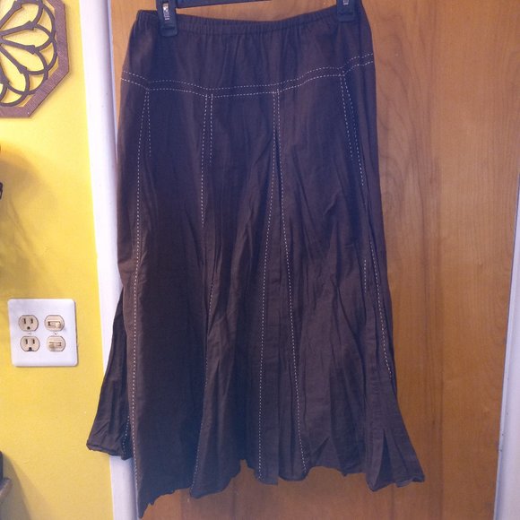 Old Navy Dresses & Skirts - Vintage Y2K Fairy Maxi Skirt Old Navy Embroidered Whimsigoth Brown Hippie 14 90s